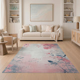 Watercolor Blush Pink Floral Area Rug