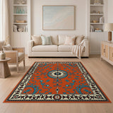 Vibrant Orange Persian Medallion Area Rug