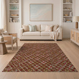 Gold Red Geometric Woven Area Rug