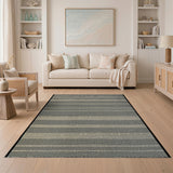 Distressed Vintage Grey Striped Woven Area Rug
