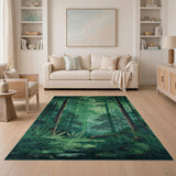 Sunlit Lush Green Forest Area Rug