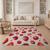 Pink Strawberry Pink Fruit Pattern Area Rug