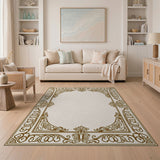 Traditional Persian Ornate Gold Border Beige Area Rug