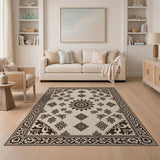 Cream Beige Traditional Persian Floral Medallion Rug