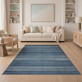 Navy Blue Horizontal Striped Area Rug