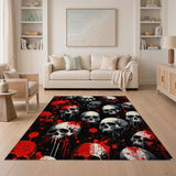 Red Skull Blood Splatter Washable Area Rug