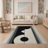 Modern Black White Abstract Geometric Area Rug