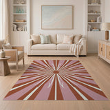 Geometric Modern Radiant Pink Sunburst Geometric Area Rug