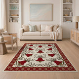 Elegant Red Bellflower Floral Area Rug