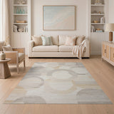 Abstract Overlapping Circles Beige Area Rug