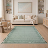Blue and Teal Teal Lattice Geometric Area Rug