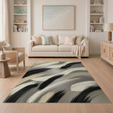 Abstract Brushstroke Area Rug in Neutral Tones