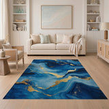 Indigo Agate Gold Vein Abstract Area Rug