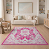 Elegant Pink Floral Persian Traditional Persian Area Rug