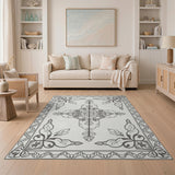 Ornate Grey Persian Border Area Rug