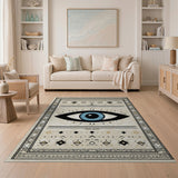 Blue Evil Eye Heritage Tribal Area Rug