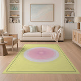 Pink Sunburst Radial on Sunny Yellow Area Rug
