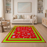 Merry Christmas Candy Cane Snowflakes Area Rug