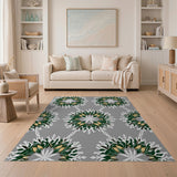 Green Gold Fern Snowflake Area Rug