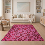 Hot Pink Hot Pink Leopard Print Area Rug