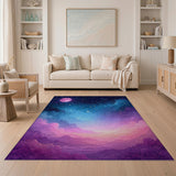 Dreamy Pink Moon Starry Clouds Area Rug