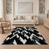 Black White Geometric Modern No. 13 Area Rug