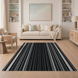 Geometric Modern Bold Vertical Black White Striped Area Rug