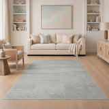 Grey Distressed Abstract Stripe Rug