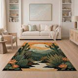 Orange Southwestern Cactus Sunset Desert Rug