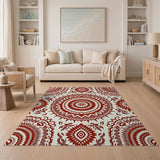 Red Mandala Heritage Tribal Area Rug