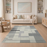 Modern Black White Geometric Abstract Geometric Modern Area Rug