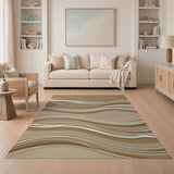 Wavy Abstract Area Wavy Brown Tan Abstract Area Rug