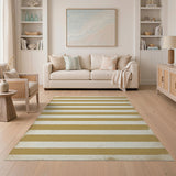 Gold and Beige Striped Distressed Vintage Area Rug
