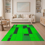 Green Geometric Modern Vibrant Green Geometric Abstract Area Rug