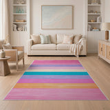 Vibrant Multi-Color Horizontal Stripe Area Rug