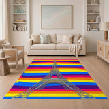 Vibrant Rainbow Eiffel Tower Area Rug