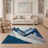 Geometric Modern Geometric Blue Mountain Peaks Area Rug