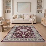 Burgundy Persian Floral Medallion Rug