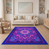 Vibrant Purple Mandala Boho Area Rug