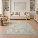 Beige and Neutral Modern Geometric Neutral Area Rug