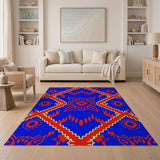 Bold Blue Red Southwestern Geometric Area Rug