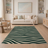 Wavy Zebra Stripe Area Rug Black Beige
