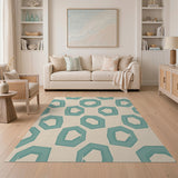 Teal Octagon Geometric Area Rug