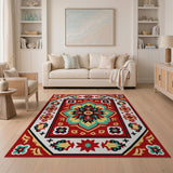 Multi-color and Patterns Red Persian Medallion Area Rug