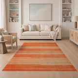 Warm Orange Horizontal Stripe Area Rug