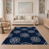 Navy Blue Geometric Star Mandala Area Rug