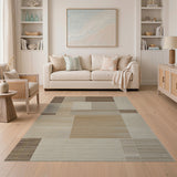 Brown and Tan Brown Tan Geometric Block Area Rug