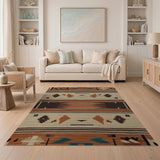 Southwestern Geometric Brown Tan Area Rug