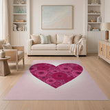 Pink Spiral Rose Heart Area Rug