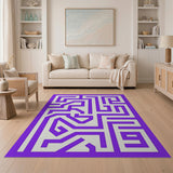 Purple Maze Labyrinth Geometric Area Rug